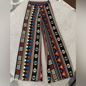 YAHADA Colorful Aztec Print Wide Leg Pants, size L!